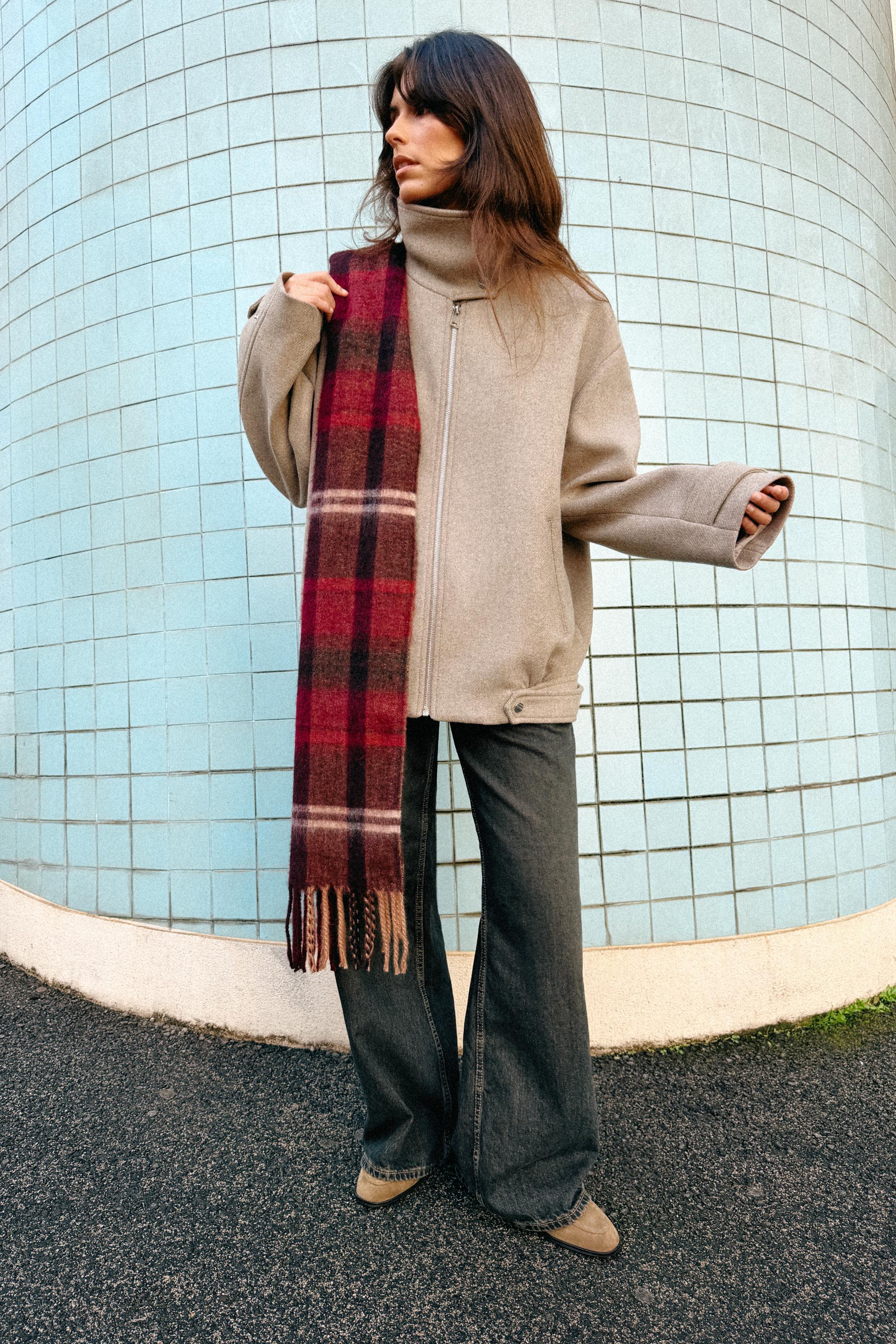 PLAID JACQUARD SCARF - GARNET | ZARA United States