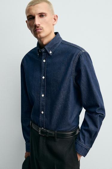 CHEMISE EN JEAN COTON - CACHEMIRE - Bleu de Zara - Image 5