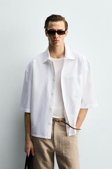 BOXY FIT SHIRT WITH POCKET - White by Zara