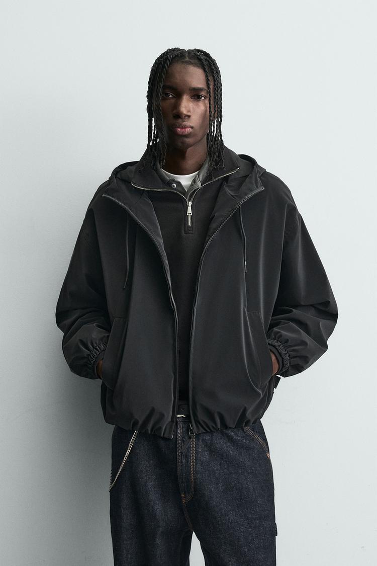 ZARA LIGHTWEIGHT TECHNICAL HOODIE JACKET