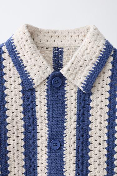 LOBSTER CROCHET KNIT SHIRT - Ecru / Blue by Zara - Image 2
