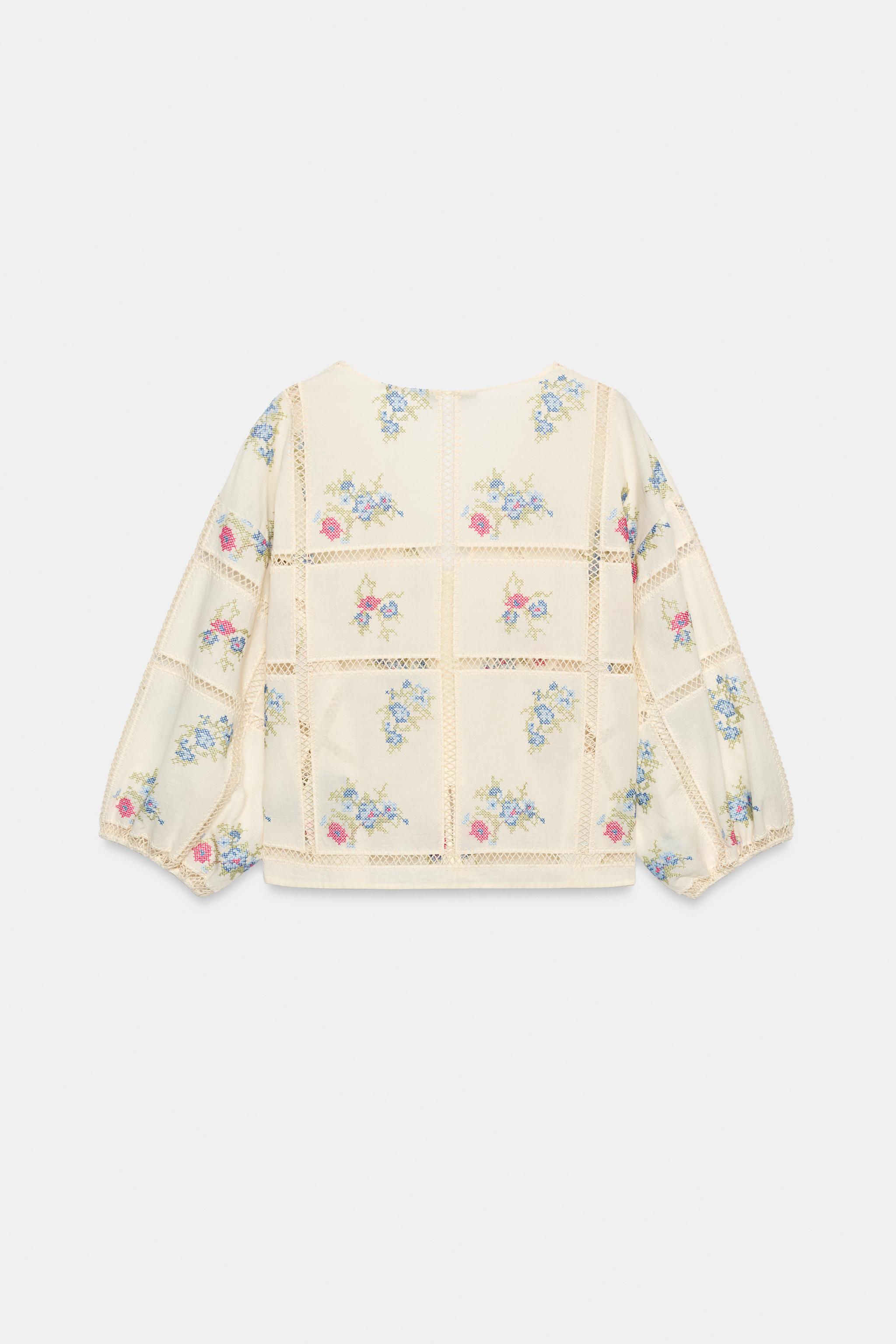 LADDER STITCH EMBROIDERED BLOUSE