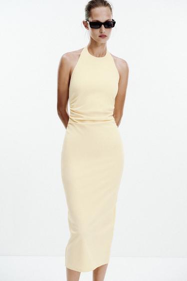DRAPED HALTER DRESS - Yellow by Zara - Image 1