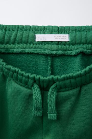 RAISED SLOGAN FLEECE JOGGERS - Green by Zara - Image 2