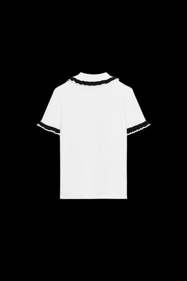 Zara JEWELED POLO SHIRT - Mid-ecru