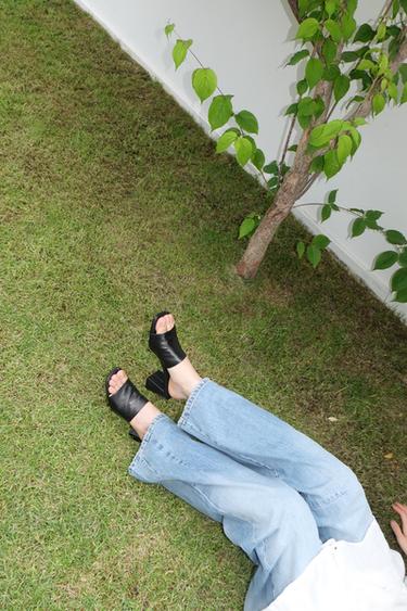 와이드 힐 레더 뮬 - Zara 블랙