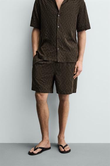 BERMUDA JACQUARD GEOMÉTRICO - Marrón de Zara