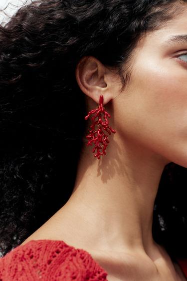 CORAL EARRINGS - Red by Zara - Image 1