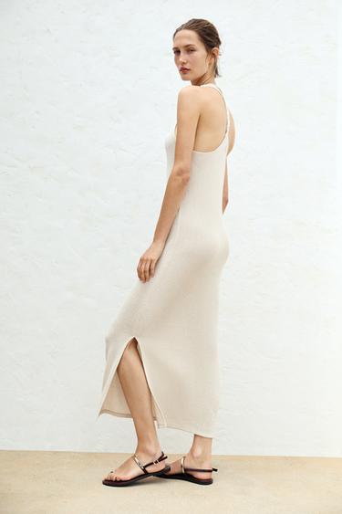 ROBE LONGUE EN MAILLE AJOURÉE - Sable de Zara - Image 2