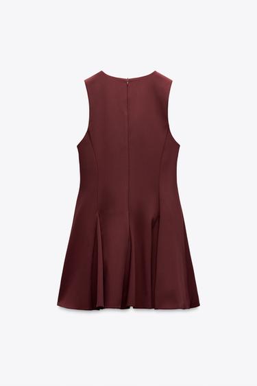 SHORT DRESS WITH BOWS AND GODET HEM - Light burgundy by Zara - Image 5