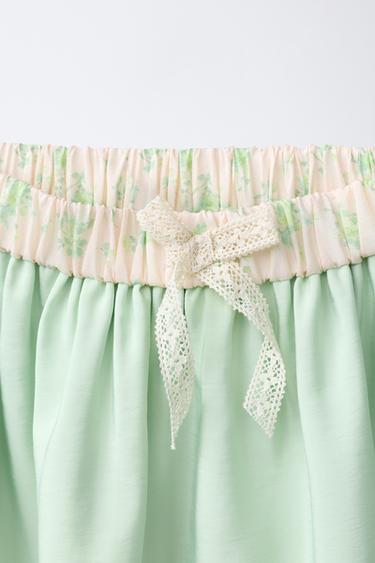 TAFFETA SKIRT WITH WAIST DETAIL - Light lime green by Zara - Image 2