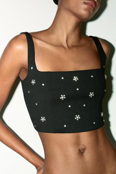 TOP CROP JOYAS - Negro de Zara