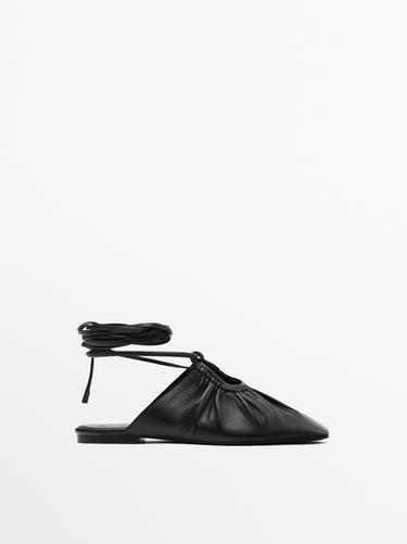 Zara Tied nappa ballet flats - Black