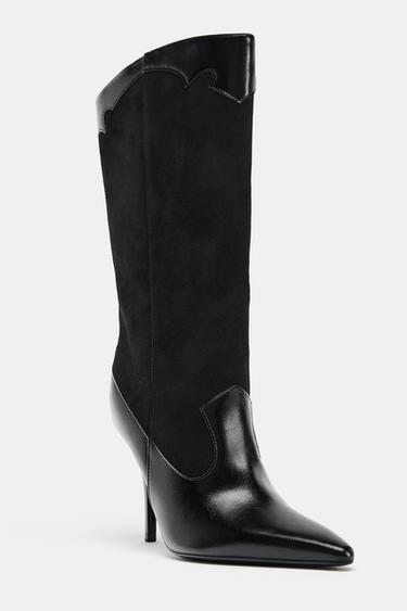 BOTTES À TALONS COW-BOY - Noir de Zara - Image 4