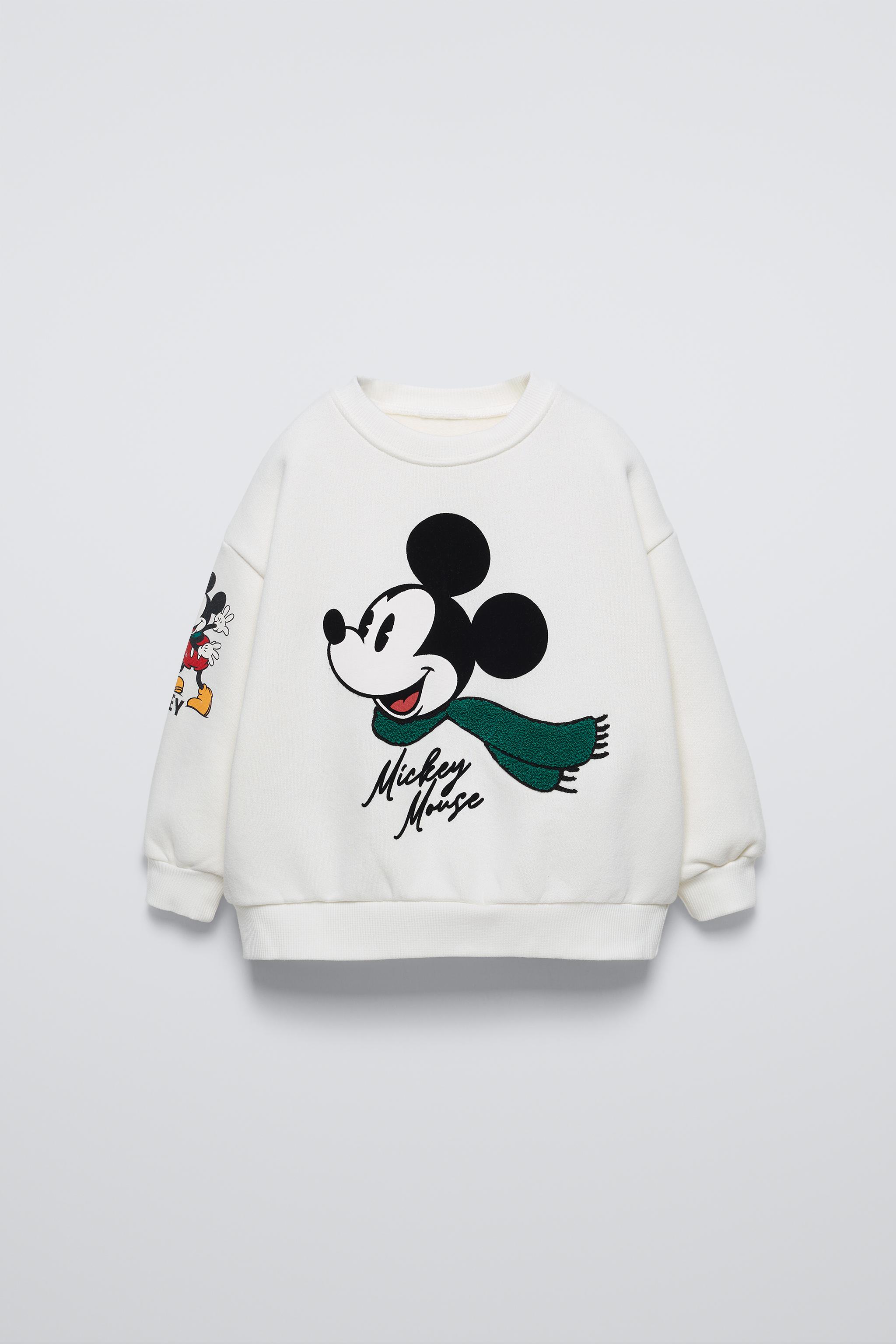 MICKEY MOUSE AND FRIENDS DISNEY EMBROIDERED FLOCKED SWEATSHIRT