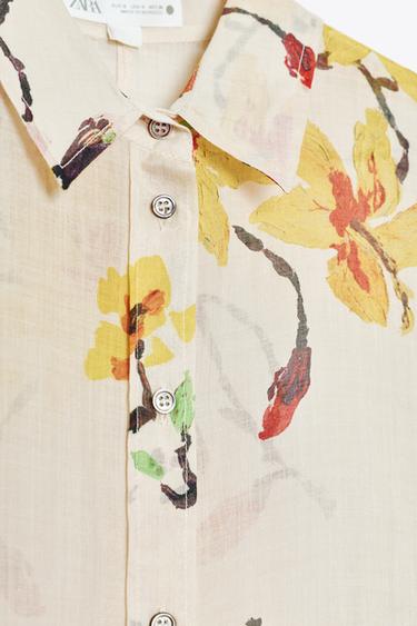 CHEMISE RAMIE FLEURS ZW COLLECTION - Écru de Zara - Image 10