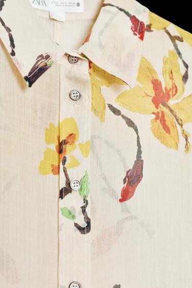 CAMISA RAMIO FLORES ZW COLLECTION - Crudo de Zara