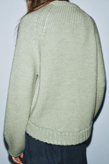 PULL EN MAILLE À BAS ASYMÉTRIQUE - Vert d'eau de Zara - Image 2