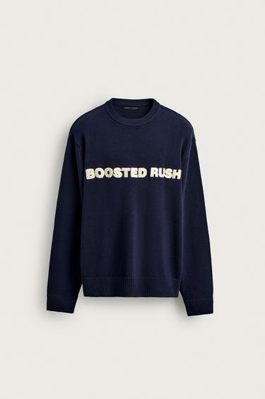 JERSEY RELAXED FIT TEXTO BORDADO - Marino de Zara
