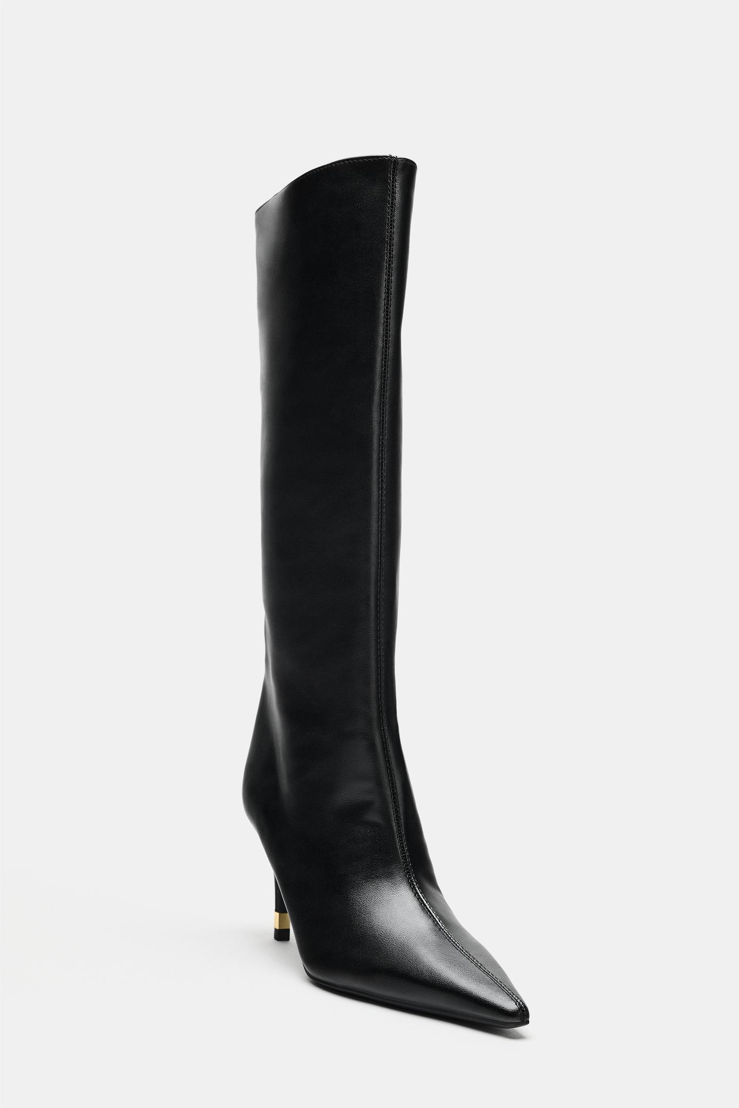 Женские ботинки Zara Metallic Detail Heeled, цвет: Чёрный — фото 4