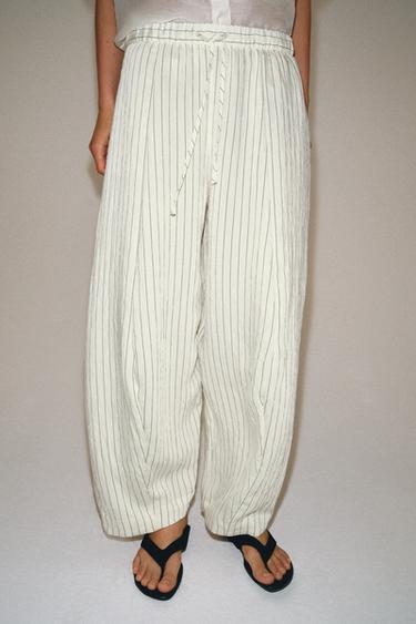 PANTALON BARREL ZW COLLECTION - rayures de Zara - Image 3