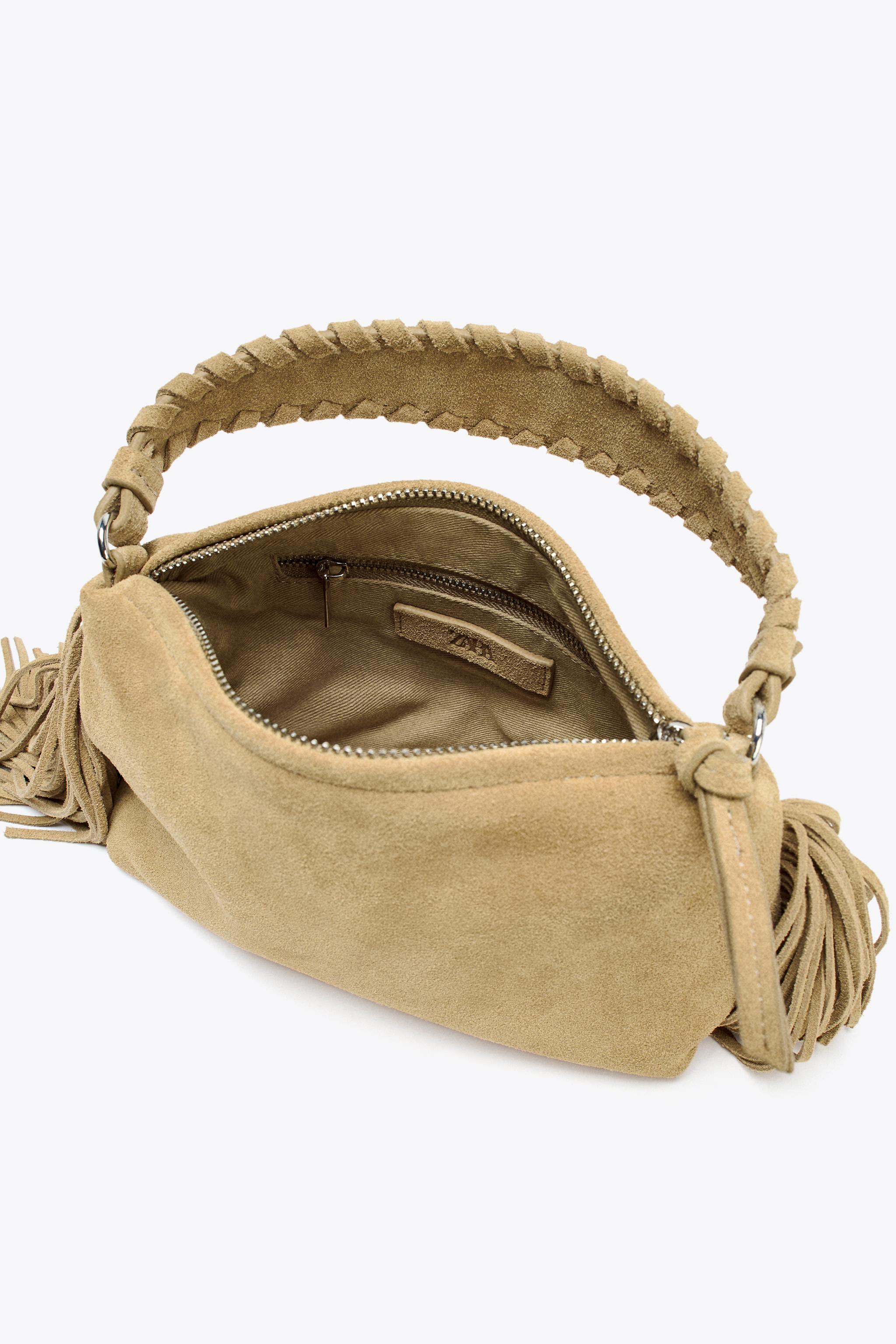 MINI SAC À FRANGES EN CUIR VELOURS