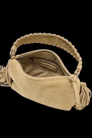 MINI BOLSO FLECOS SERRAJE - ARENA/MARRÓN de Zara