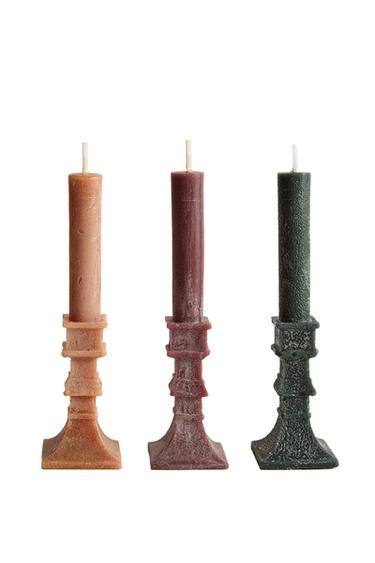 Zara SCENTED CANDLE CANDELABRA PACK (PACK OF 3) - 紅色