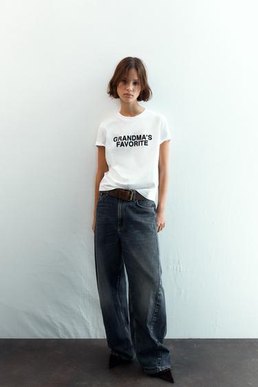 Zara 正面標語 T 恤 - 白色