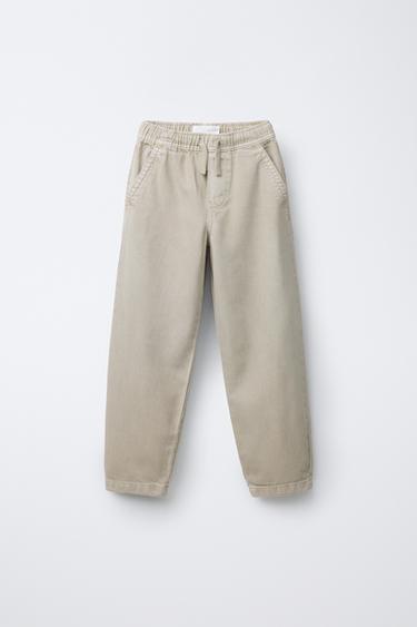 Zara FLUID TWILL PANTS - Stone