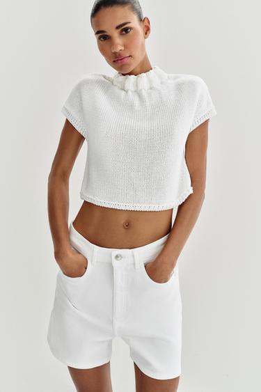 PANTALÓNS CURTOS Z1975 MOM FIT - Branco de Zara