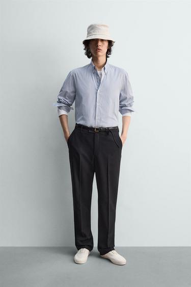 RELAXED FIT STRIPED SHIRT - Faded sky blue by Zara