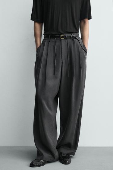 PANTALÓN FLUIDO PLIEGUES - Gris de Zara