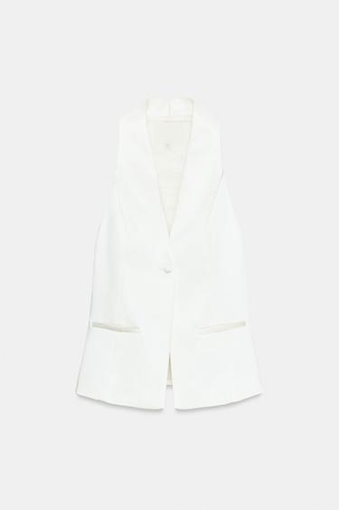 SATIN TUXEDO WAISTCOAT - Oyster-white by Zara - Image 6