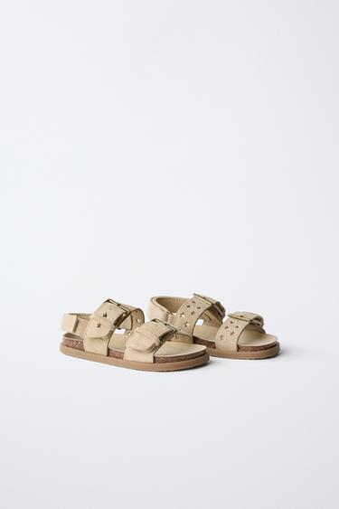 LEATHER SANDALS WITH STARS - Sand Brown by Zara - Image 1