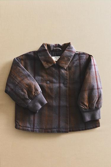 VESTE ENFANT CARREAUX TARTAN - Marron-Bleu de Zara - Image 3