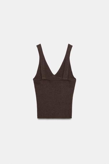 TOP EN MAILLE À BRETELLES - Marron de Zara - Image 5