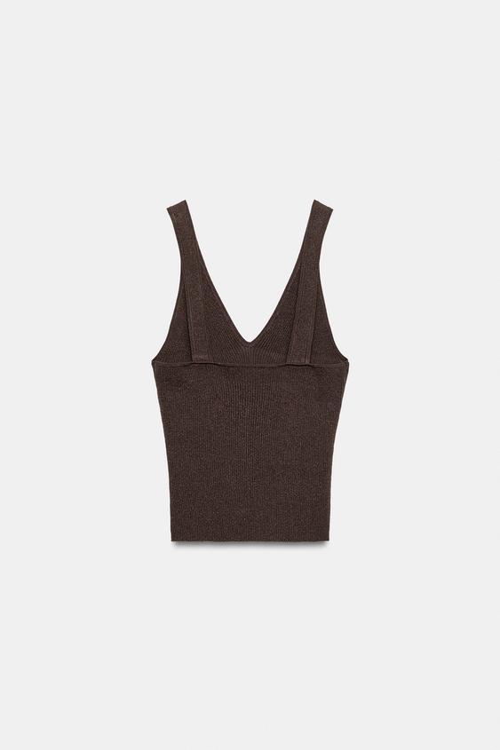 TOP EN MAILLE À BRETELLES - Marron de Zara - Image 4