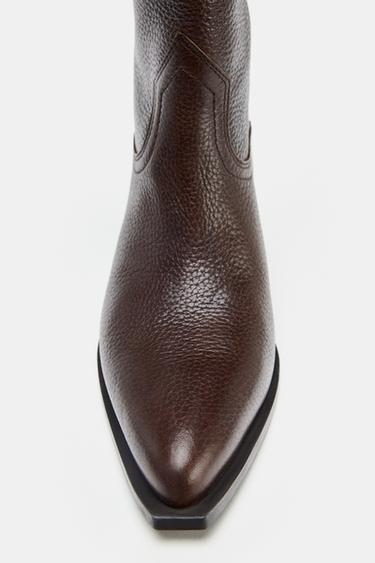 LEATHER KNEE-HIGH BOOTS - Brown de Zara - Image 6