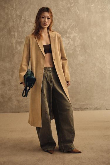 SUEDE LEATHER COAT ZW COLLECTION LIMITED EDITION - Beige by Zara