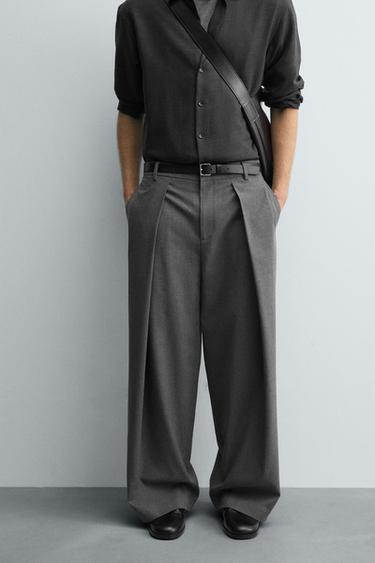 PANTALON COUPE LARGE PLIS - Gris de Zara - Image 1
