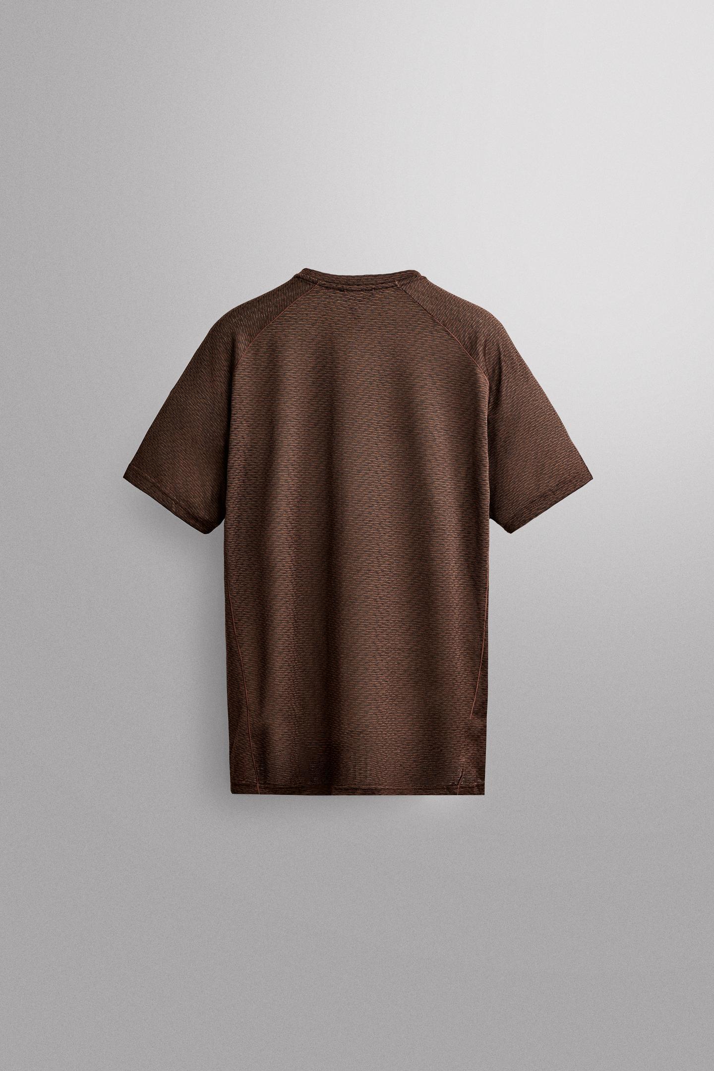 Мужская футболка Zara Structured Running, цвет: Коричневый — фото 7