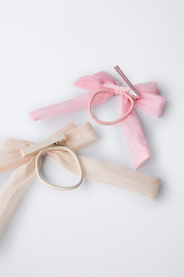 2-PACK OF ORGANZA BOW SCRUNCHIES - Ecru by Zara - Image 2