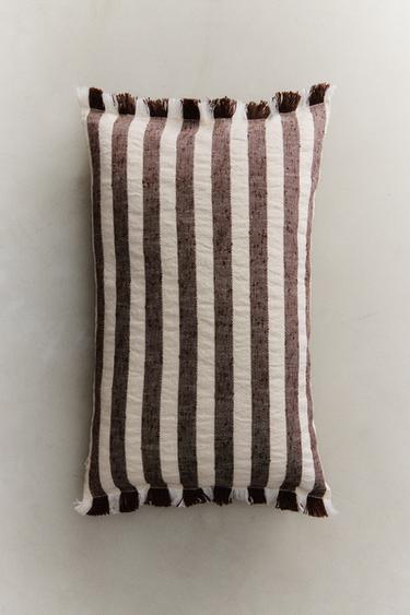 STRIPED CUSHION COVER - Brown by Zara