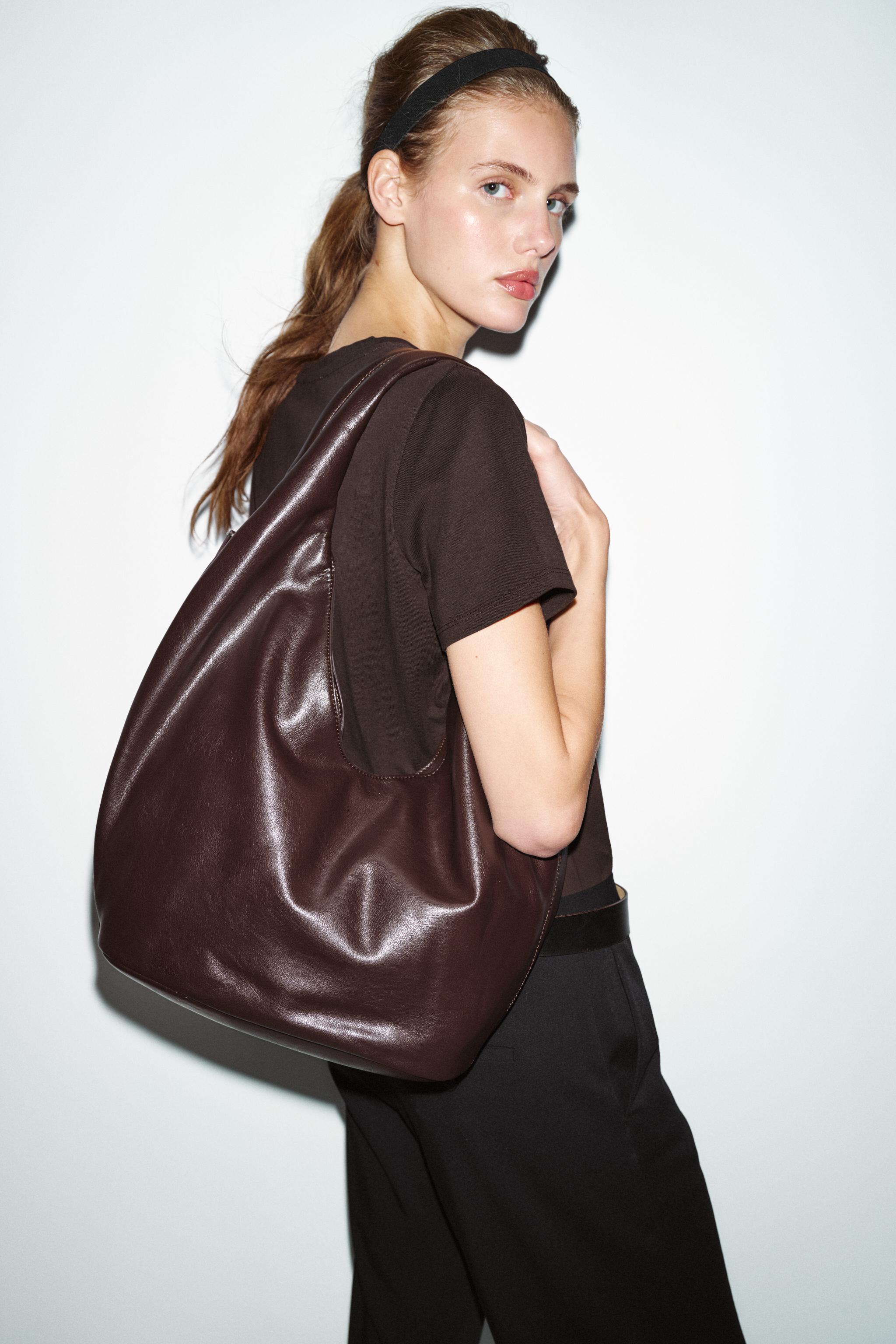 MAXI BUCKET BAG WITH SIDE ZIP - Burgundy Red | ZARA India