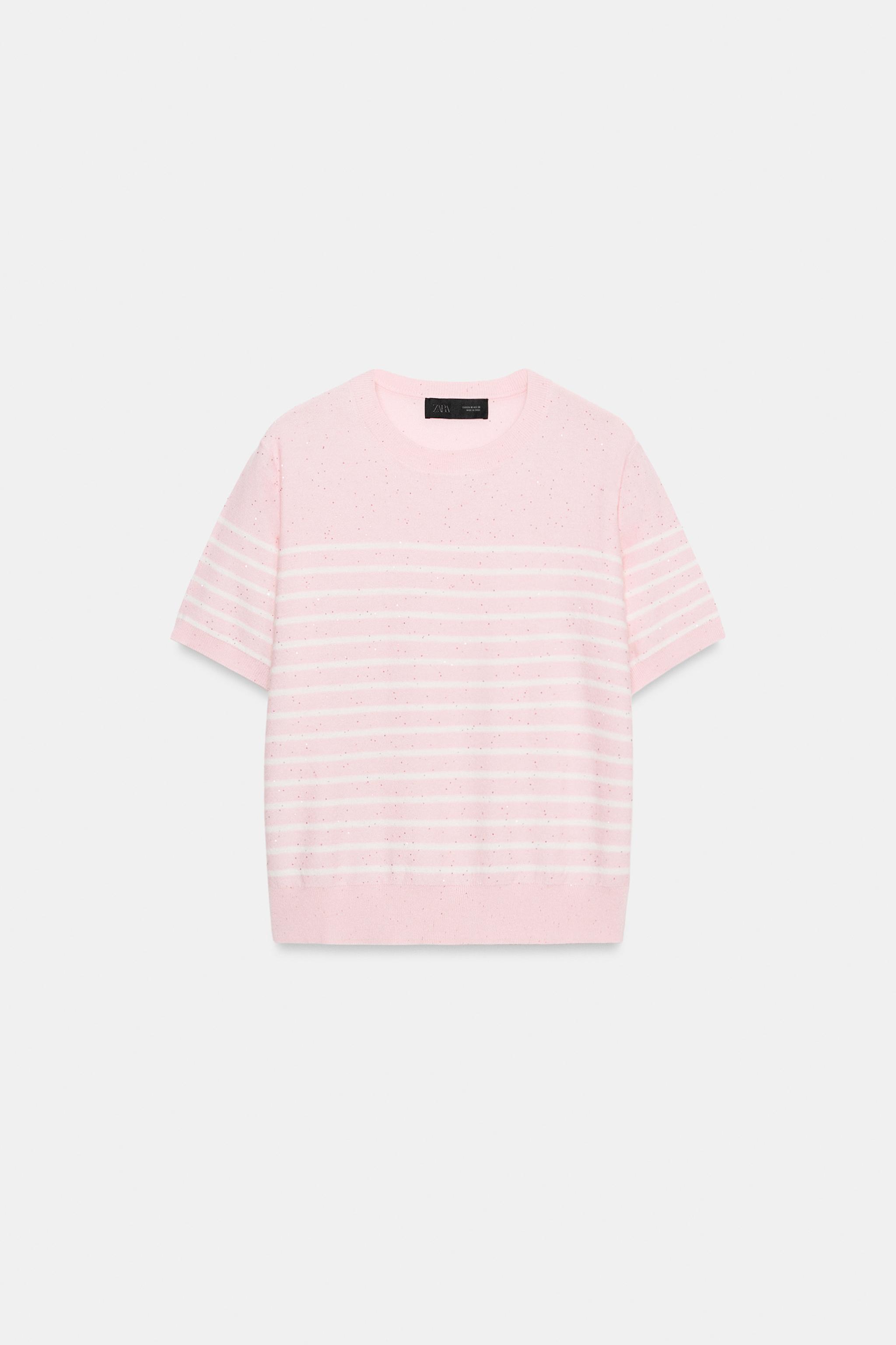 STRIPED SEQUIN KNIT TOP