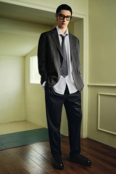 Zara 人字紋西裝外套 - 炭灰色