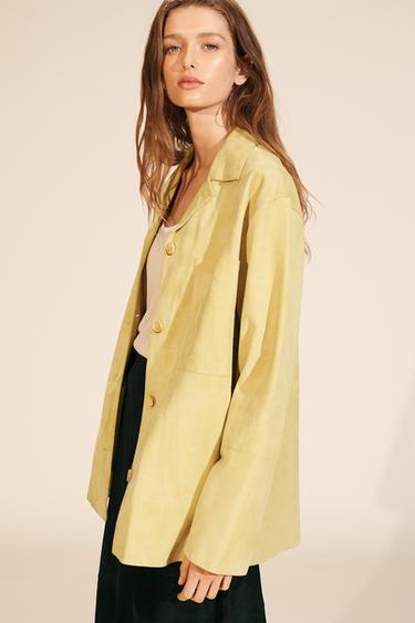 CHEMISE À POCHE EN CUIR DAIM ÉDITION LIMITÉE - Jaune de Zara - Image 3