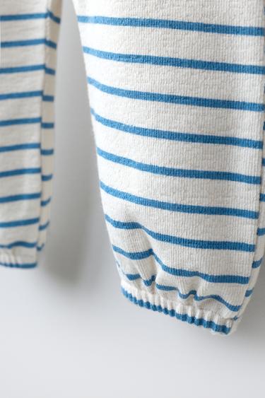 STRIPED JUMPSUIT WITH EMBROIDERED BUNNY - Blue by Zara - Image 3