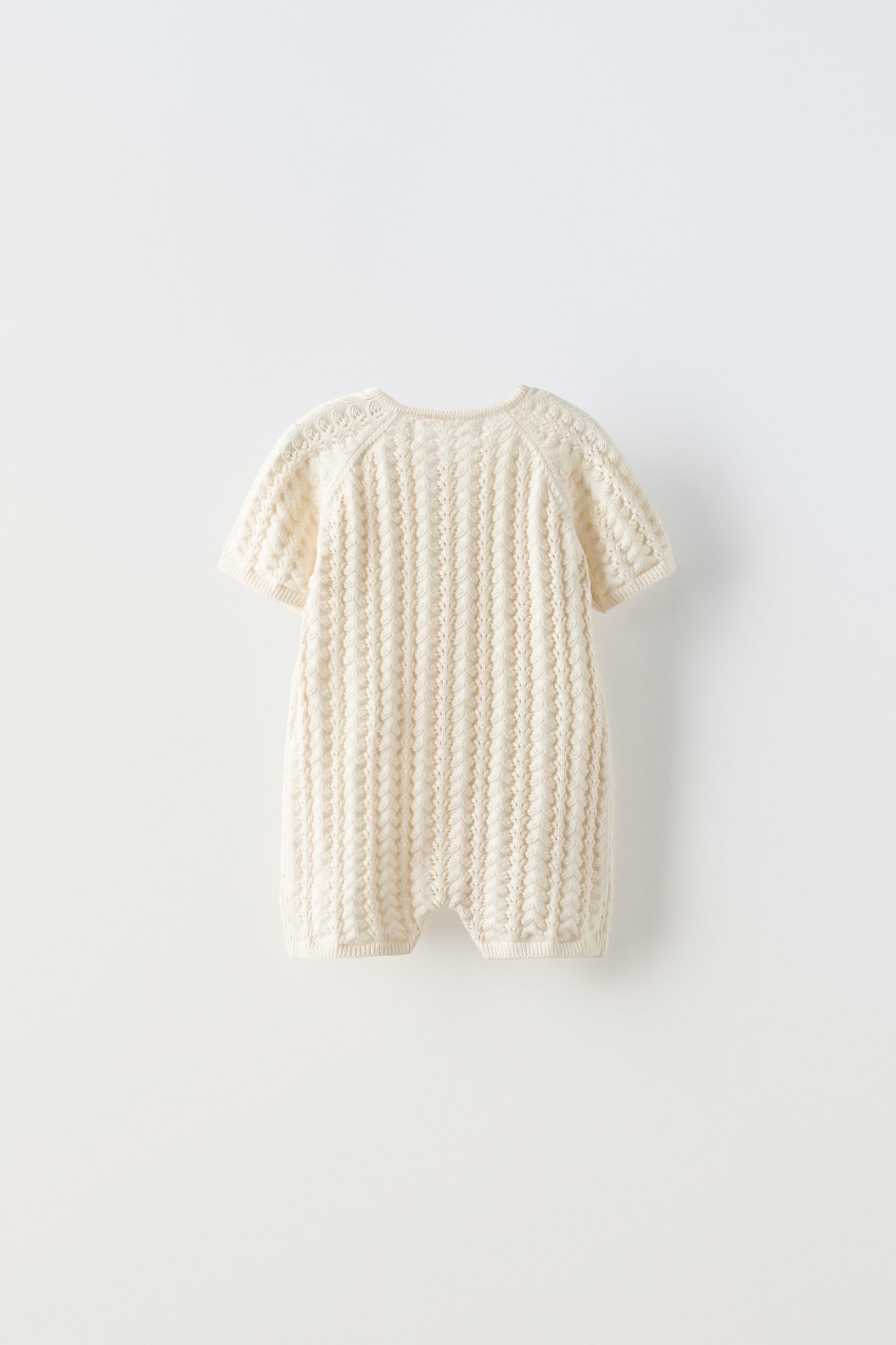 ZARA outlet toddler girl striped crocheted jumpsuit with kerchief